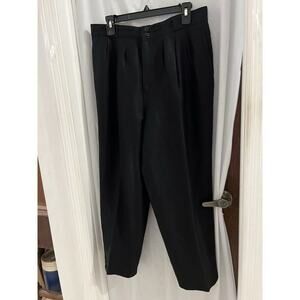 Braebrook Black Linen Blend Pleated Front Dress Pants Sz 14